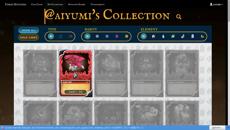 Screenshot of the page showing the card