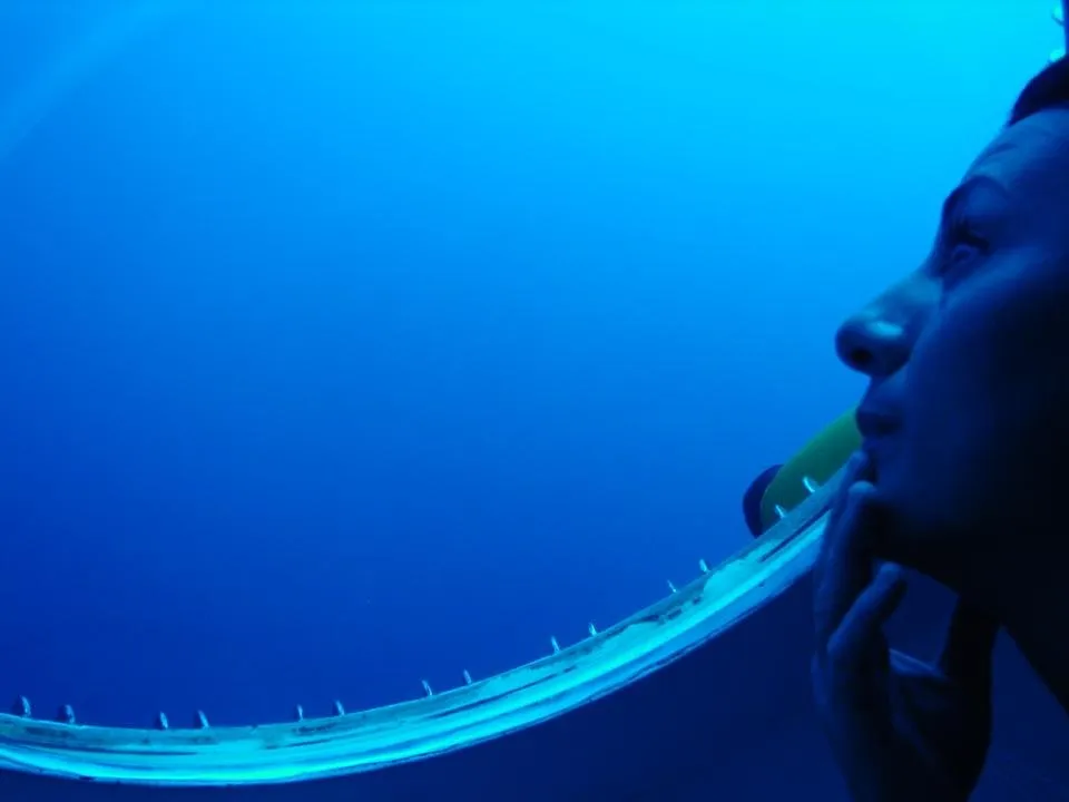 Looking up at the surface from inside Submarine Idabel