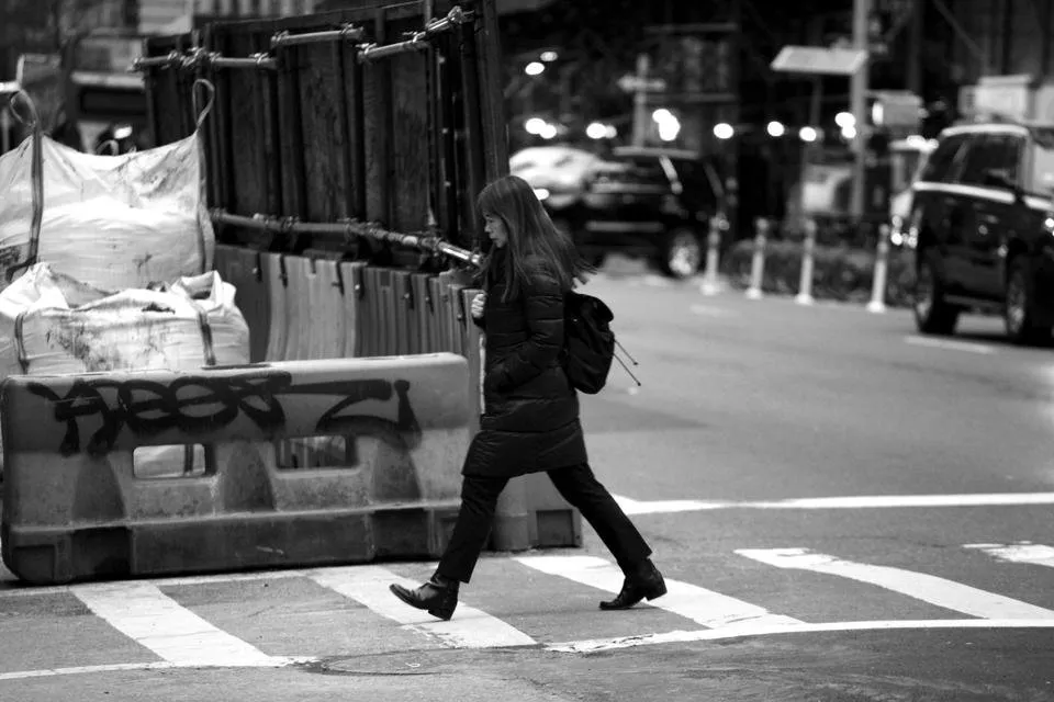 Crosswalking BW.jpg