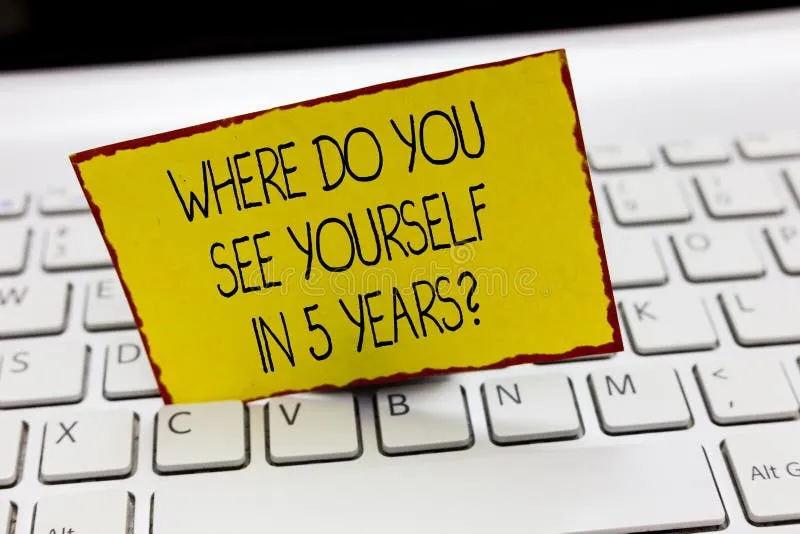 Handwriting text writing Where Do You See Yourself In 5 Years question. Concept meaning Career goal Setting the target. royalty free stock images