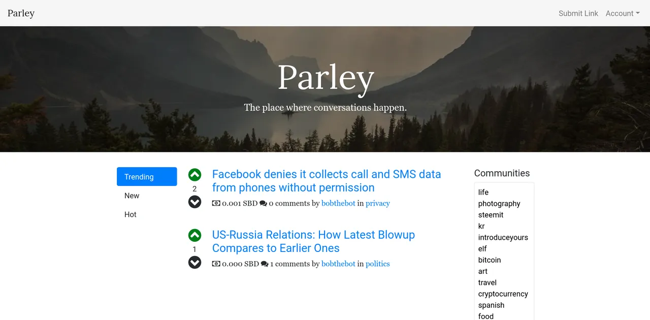 Parley Homepage