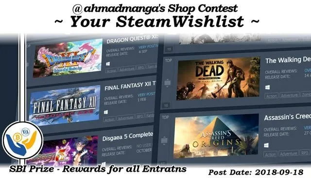 Contest/Giveaway: Your Steam Wishlist