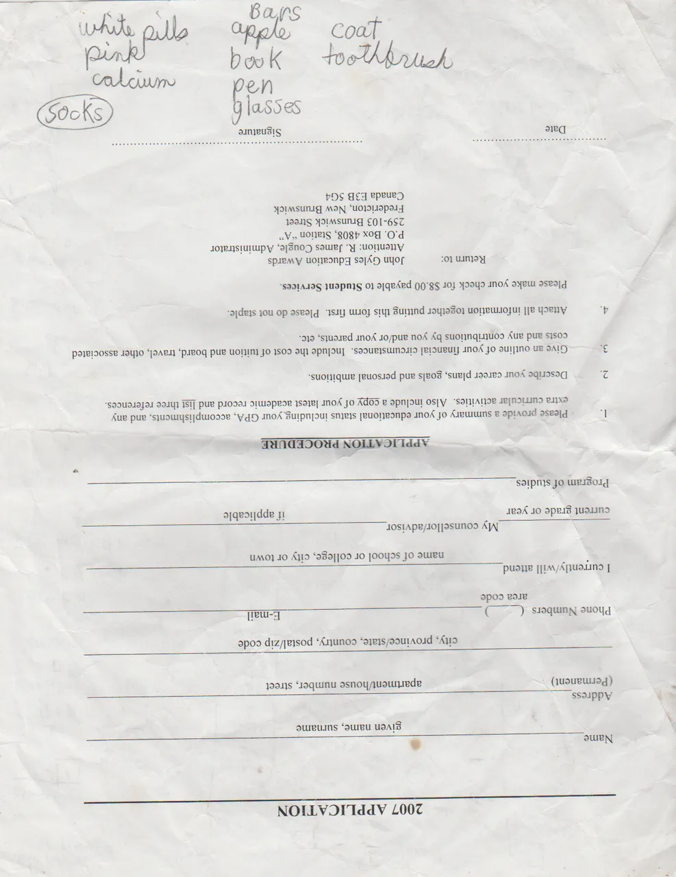 2007-01-03 - Wednesday - Possessions List - Joey Arnold - ABC College - List of what I owned then, clothes, pillows, soap, razors, etc-2.png