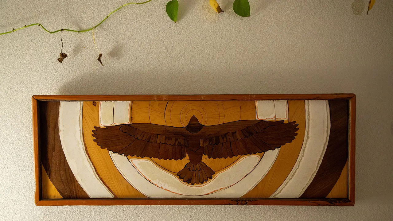 My brother created this eagle, which I position as the centerpiece of my living room.