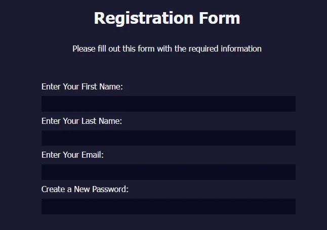 Registration form