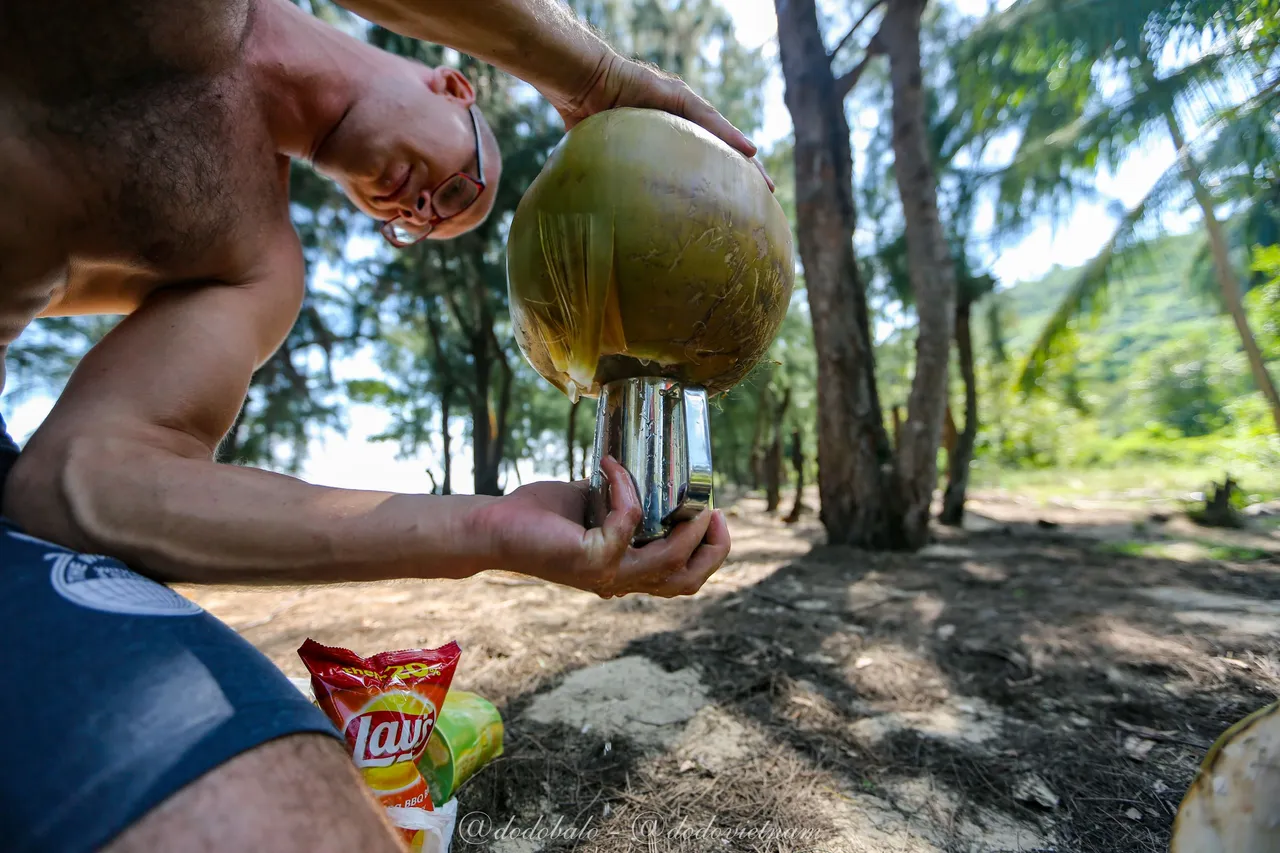 There is a lot of water in these coconuts.