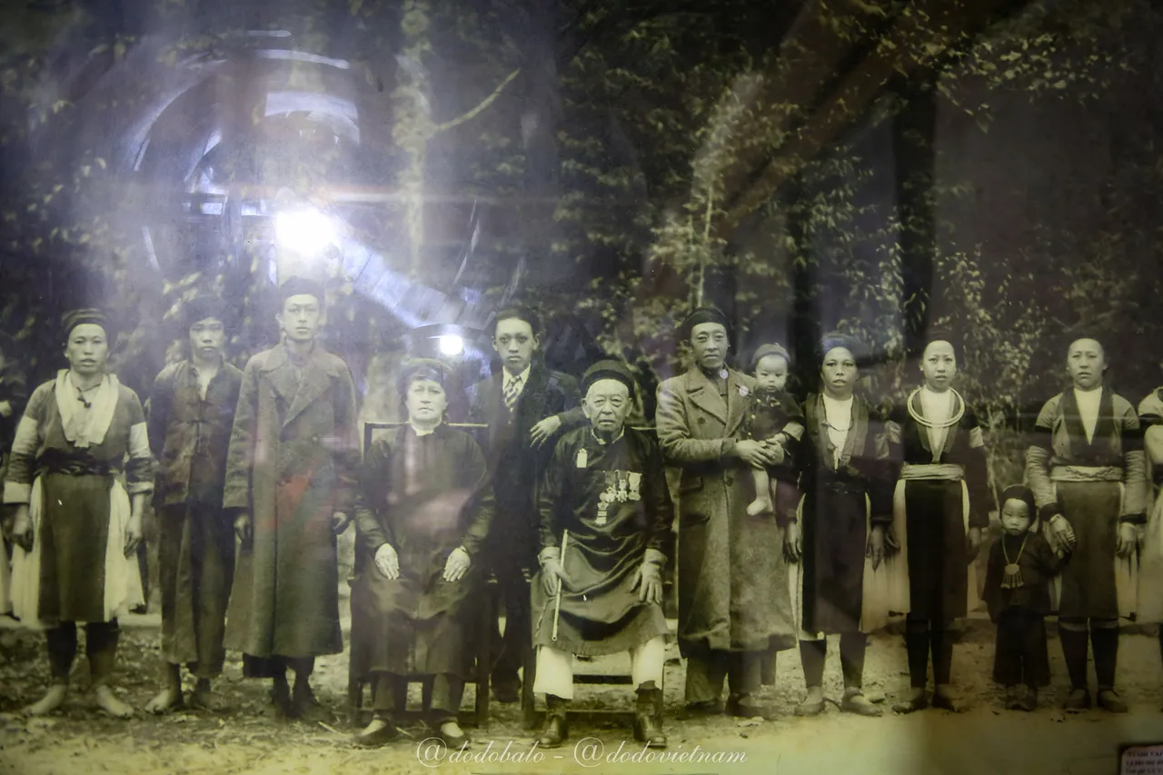 These are photos of King H'Mong and his family members displayed in his mansion.