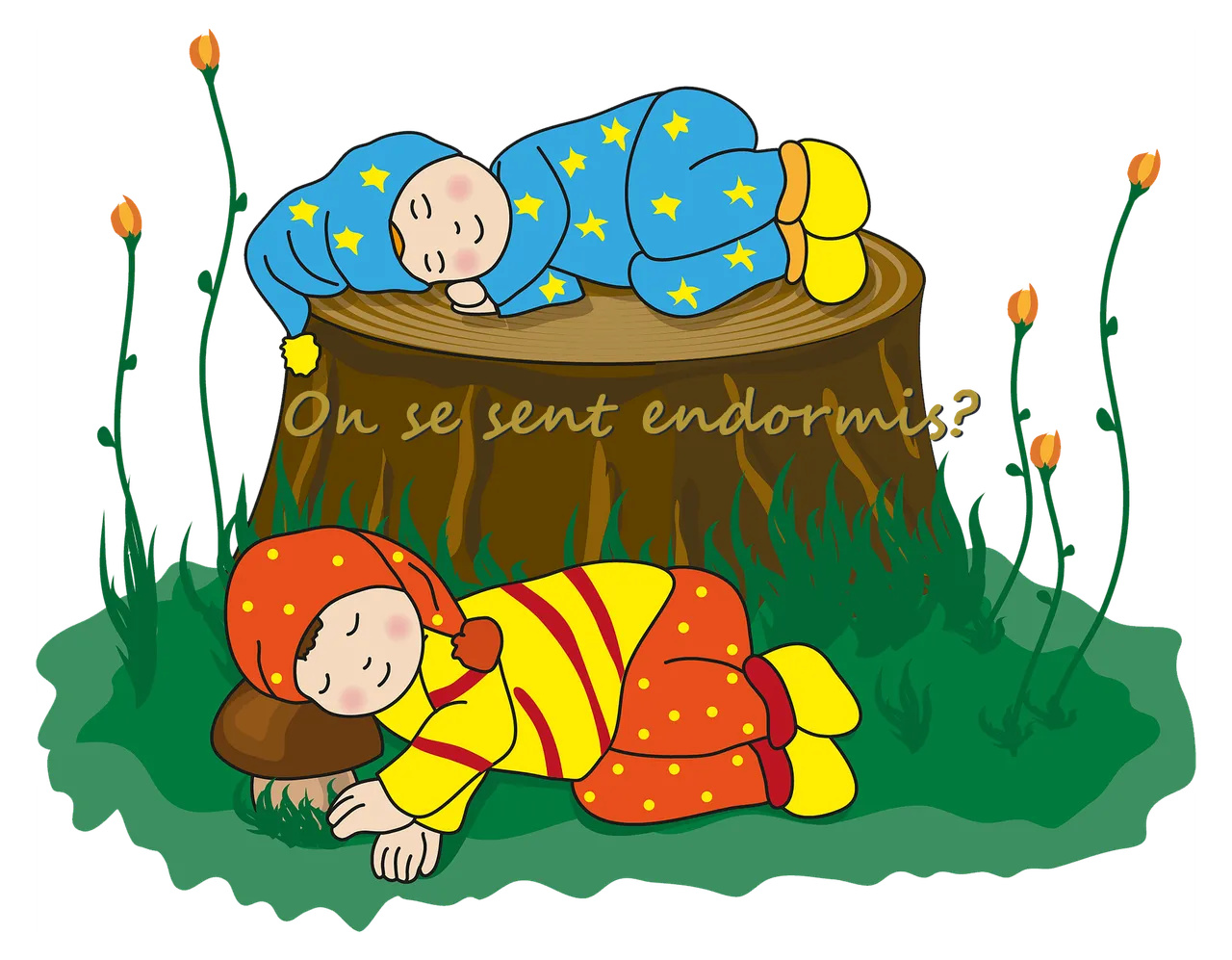 free picture from : https://pixabay.com/fr/illustrations/enfants-dormir-souche-d-arbre-5870507/