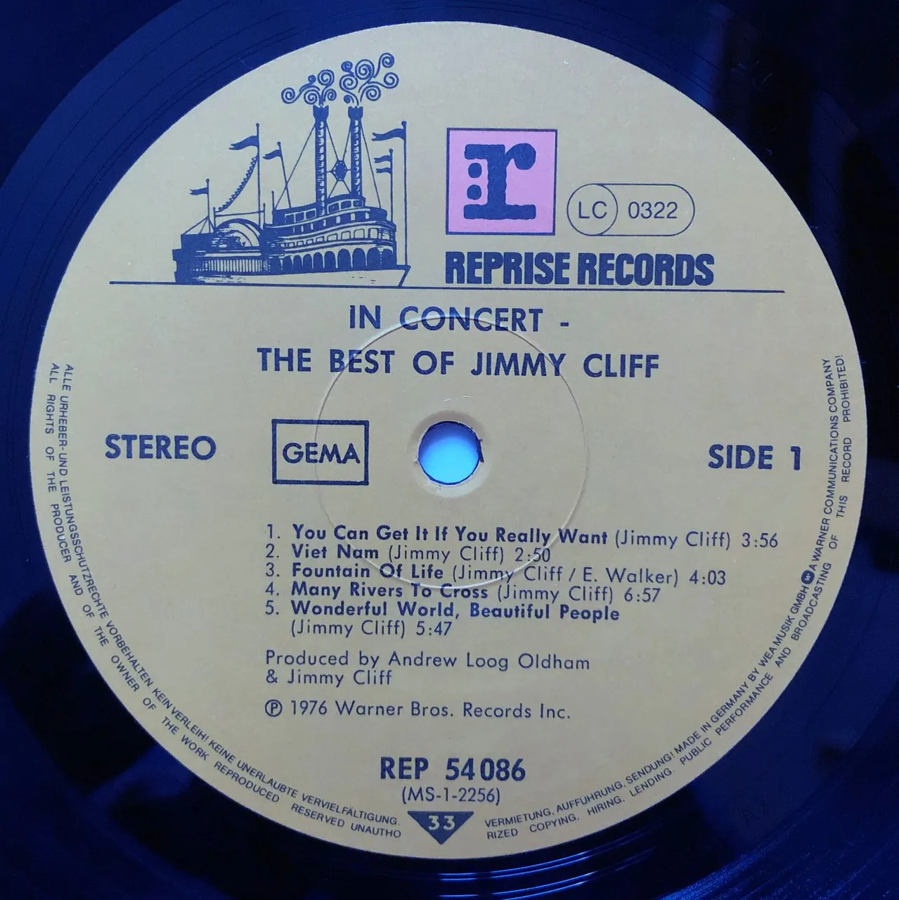 Jimmy Cliff in Concert Center Label 1