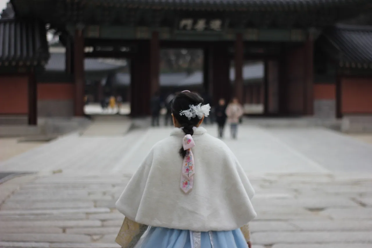 wearing a hanbok at Changdeokgung Korea.JPG