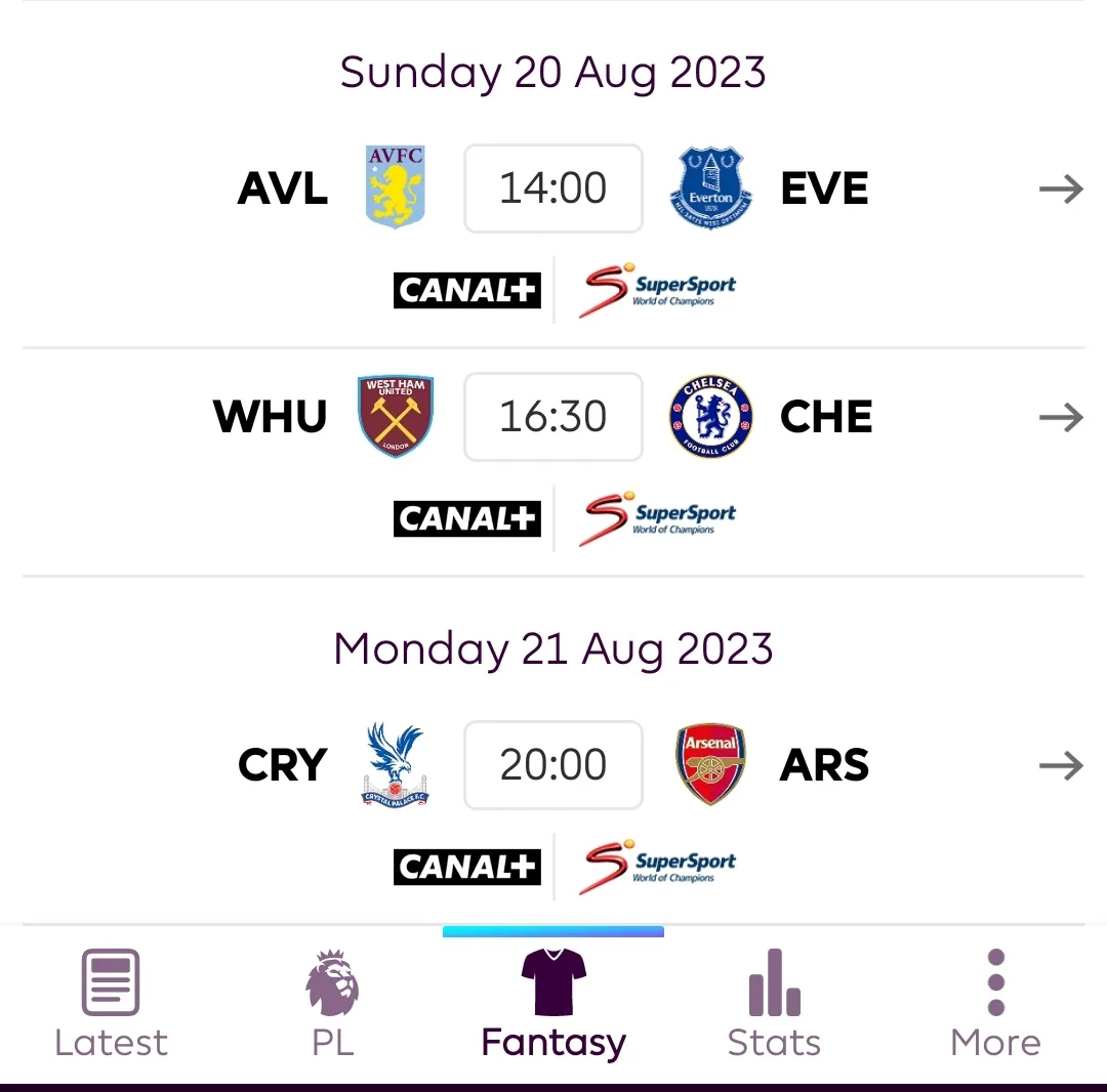 week 2 fixtures