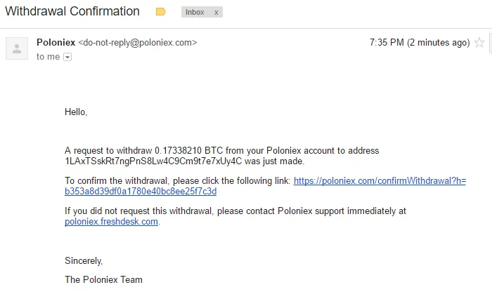 QUE.com.Poloniex.Bitcoin.Withdraw.twofactorauthentication.confirmation.email