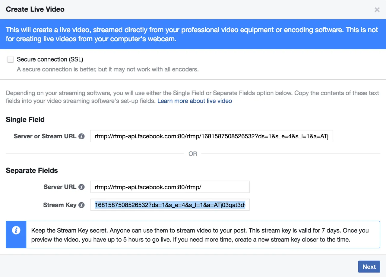 Facebook Stream Key