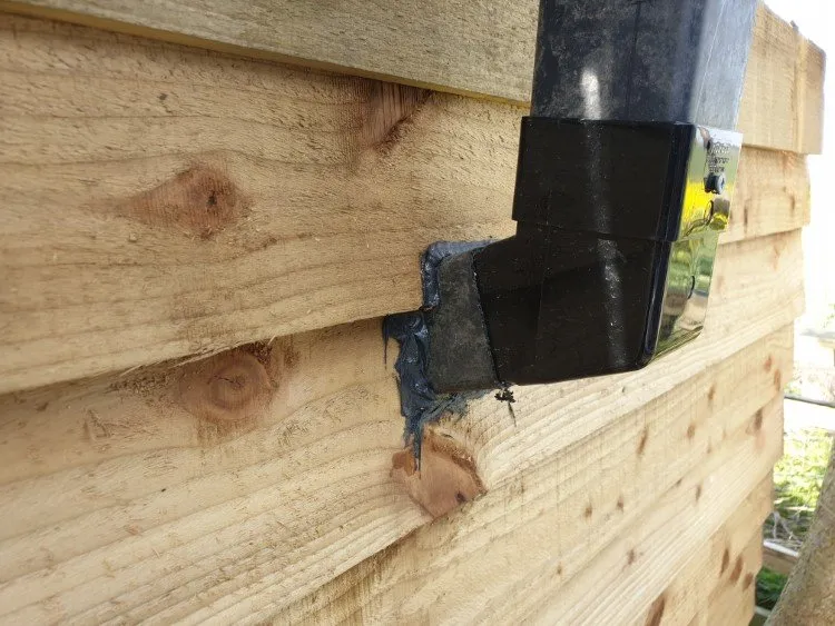 guttering going into the greenhouse