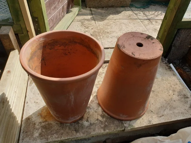 repurposing clay pots to make olla irrigation pots