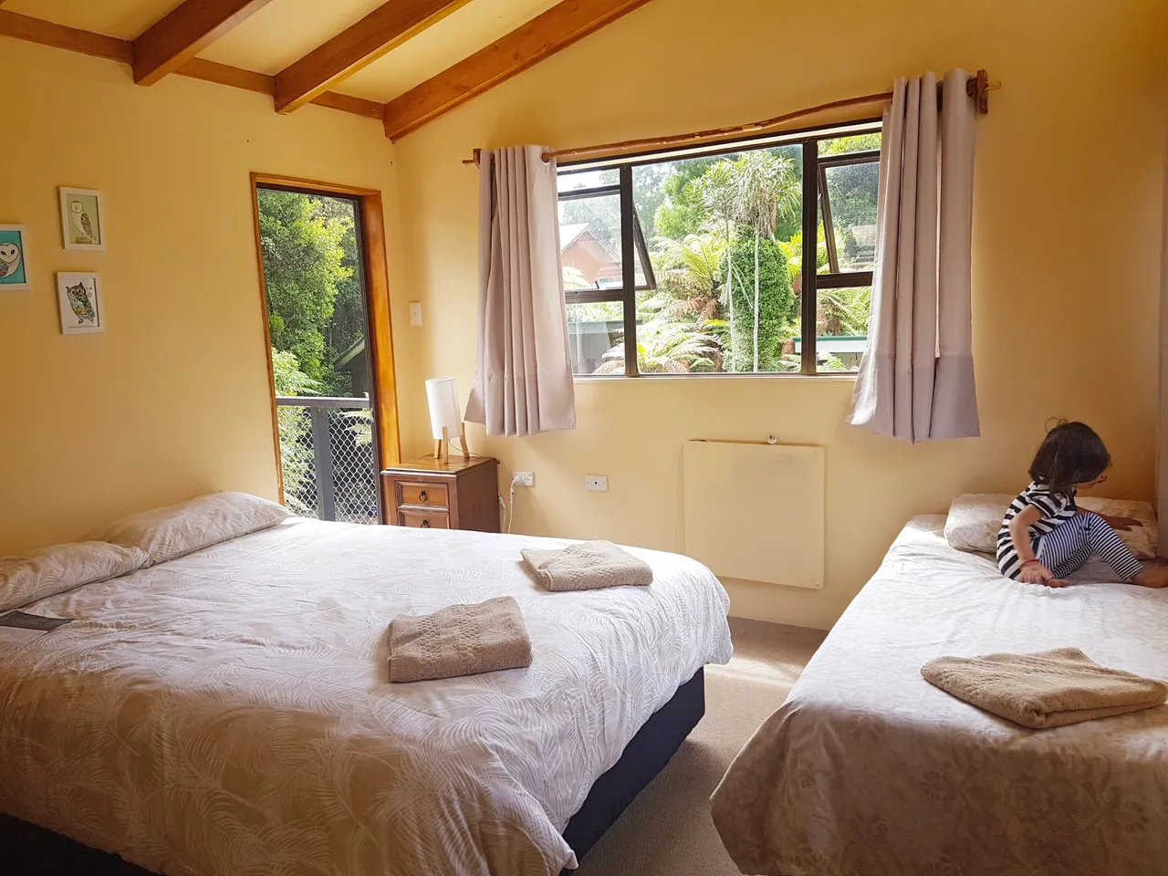 Our upstairs room in Te Nikau Retreat