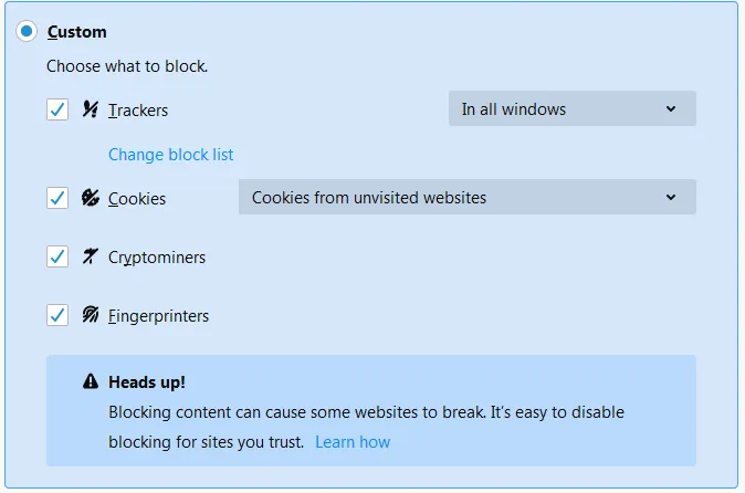 Firefox 68 settings custom
