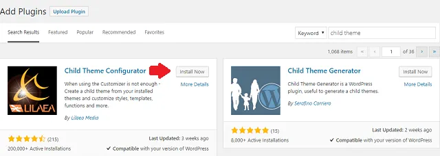 child theme configurator plugin