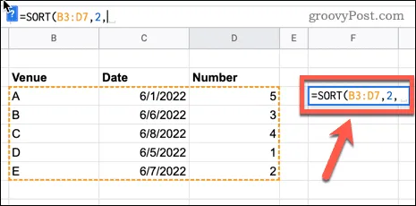 google-sheets-sort-column