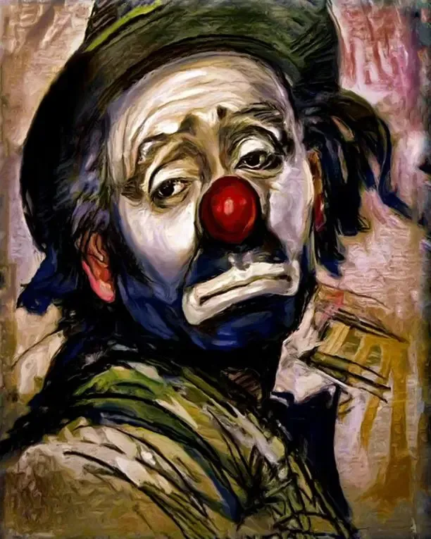 Pintura al óleo clásica de payaso // Classic clown oil painting. Artist: Desconocido/Unknow. Fuente/Source: https://es.aliexpress.com/item/32797852572.html