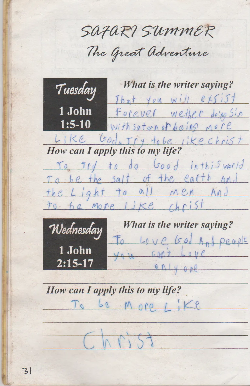 1999-07-25 - Sunday - West Coast Camp Quiet Time, Joey Arnold age 14, est date, most likely last week of July-32.png