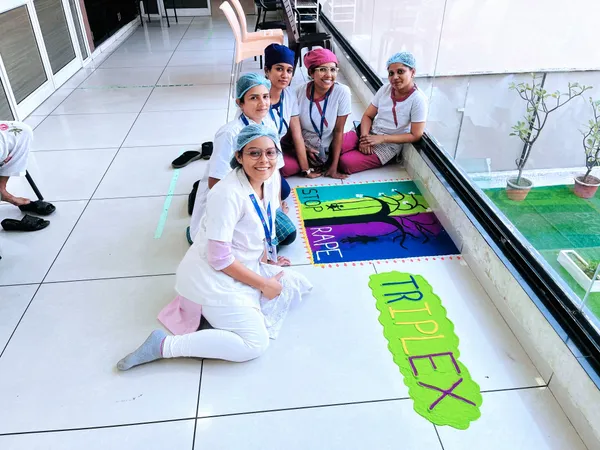 Rangoli design competition celebration at my Hospital by nursing st...
