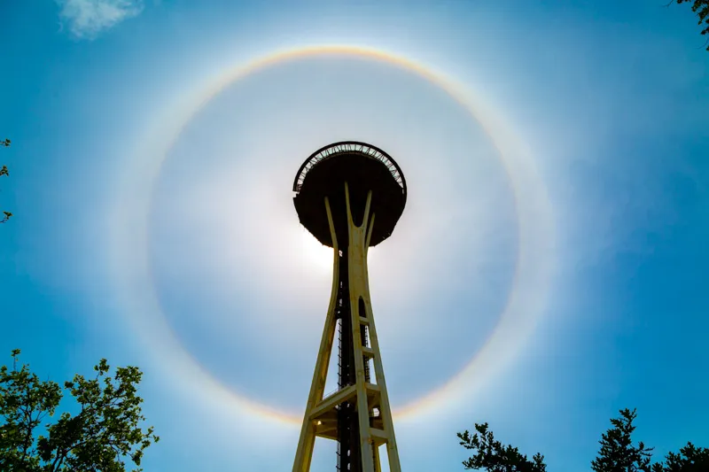 space needle seattle rainbow