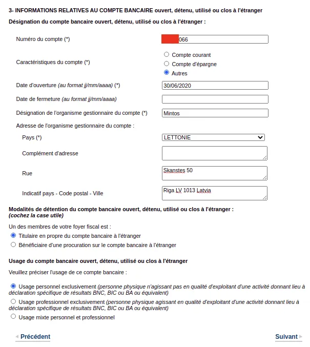 Déclaration Mintos