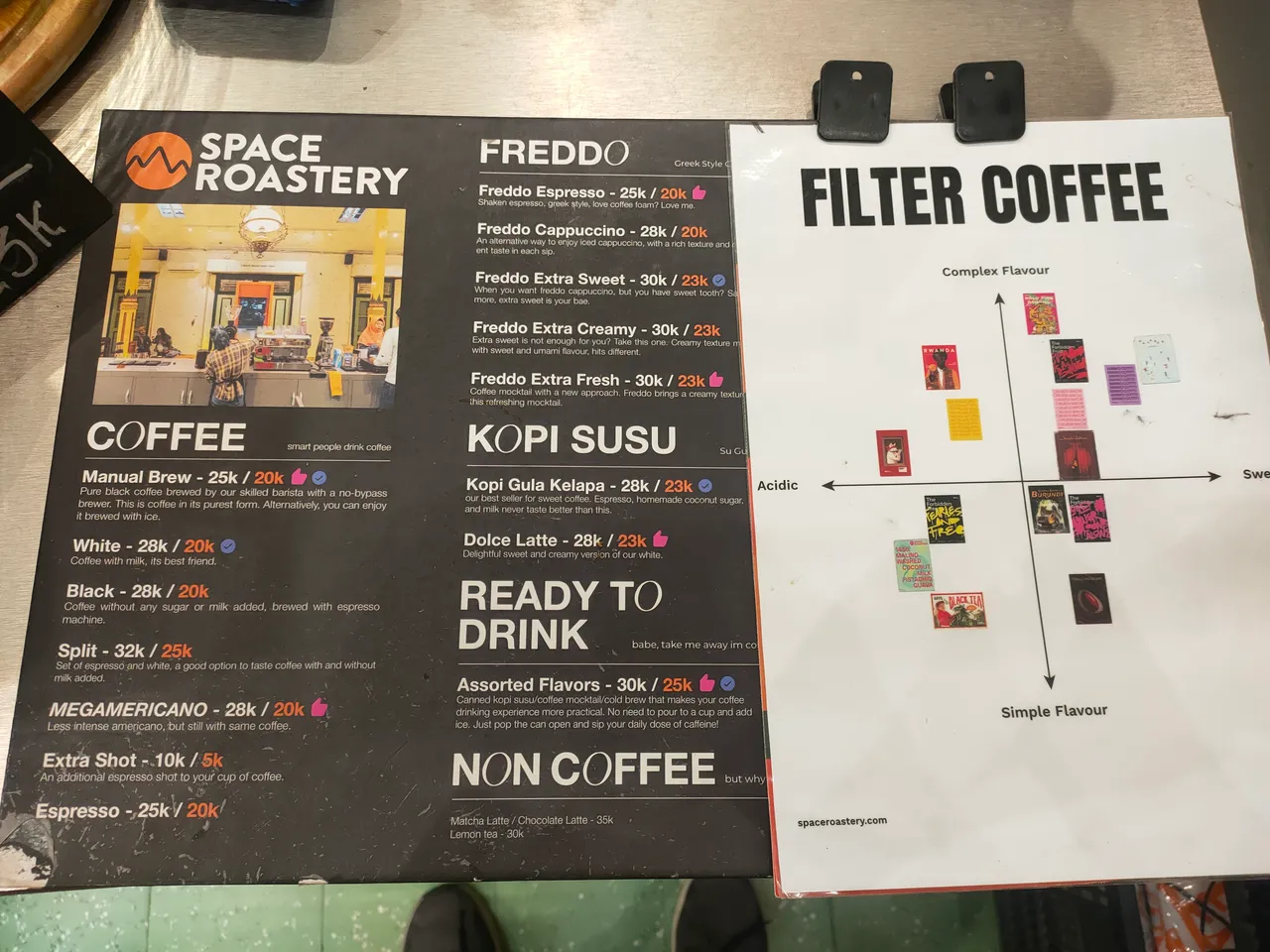 Space Roastery 1890 menu