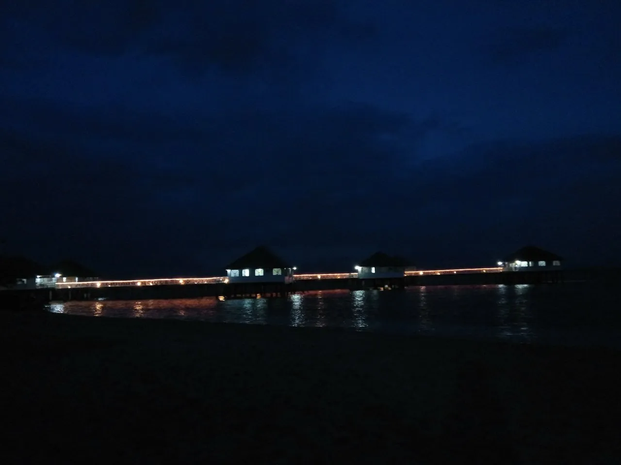 night view of the floating cottages