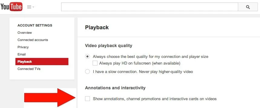 Youtube setting