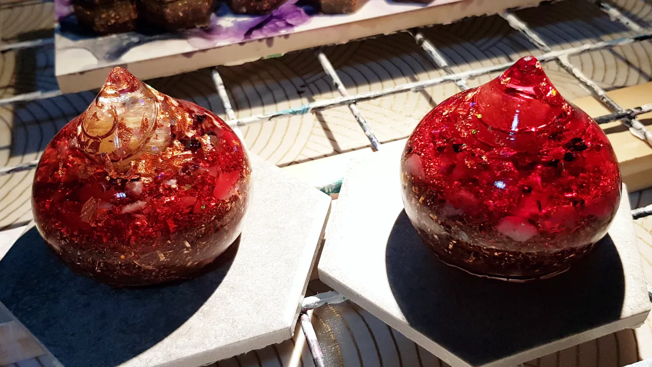 POINTED DOME: Ruby Red with Honey Calcite, Red Agate, Garnet, Clear Quartz, Rainbow Moonstone, and Black Tourmaline