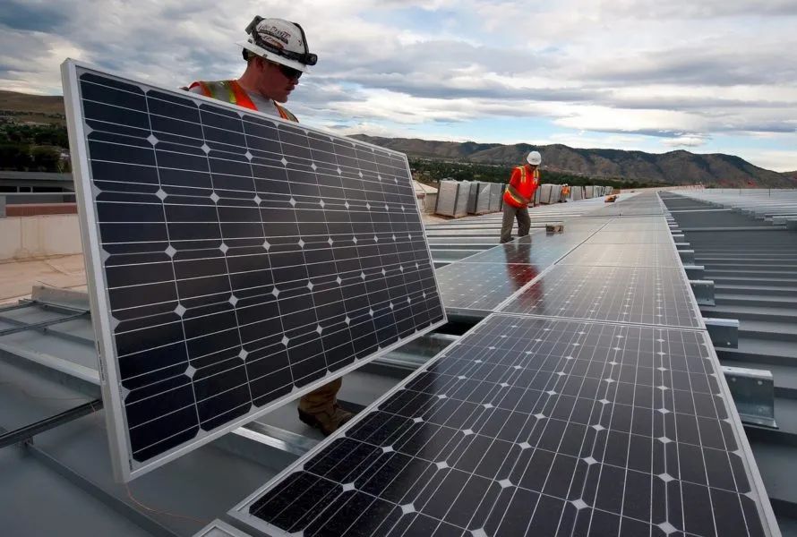 Solar panels are used in green construction industry