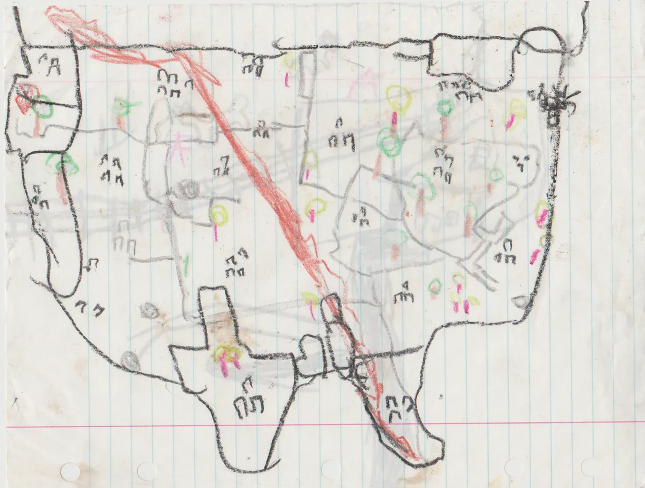 1993 maybe - USA map and house, fence, road, horses or other animals, maybe a tree house-1.png