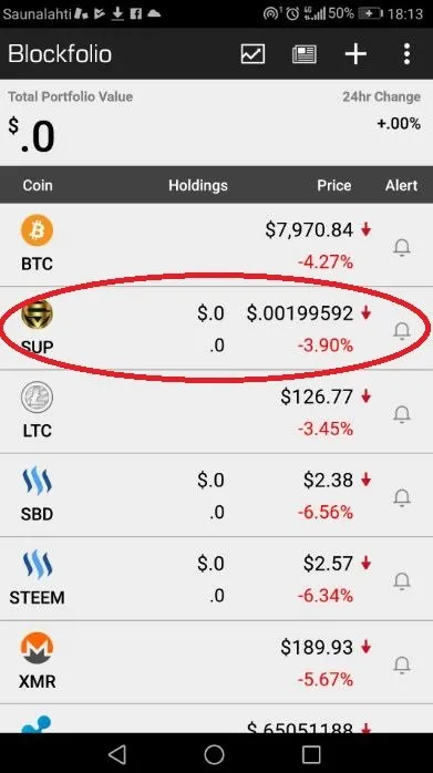 Adding SUP to Blockfolio App 6