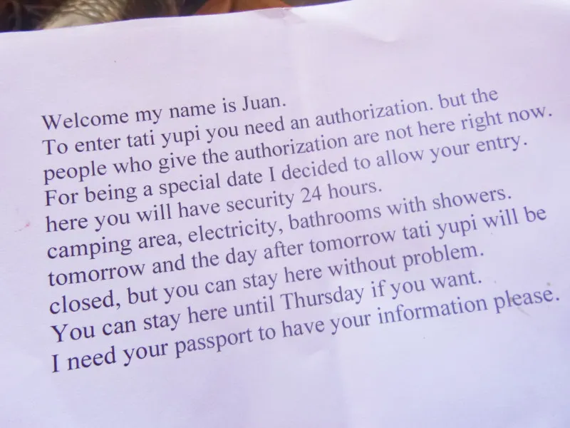 Juan's note.