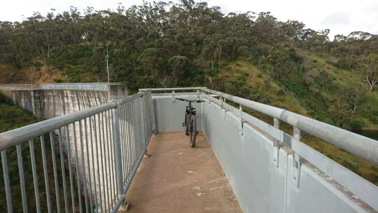 Bike on top of Sturt River Flood Control Dam