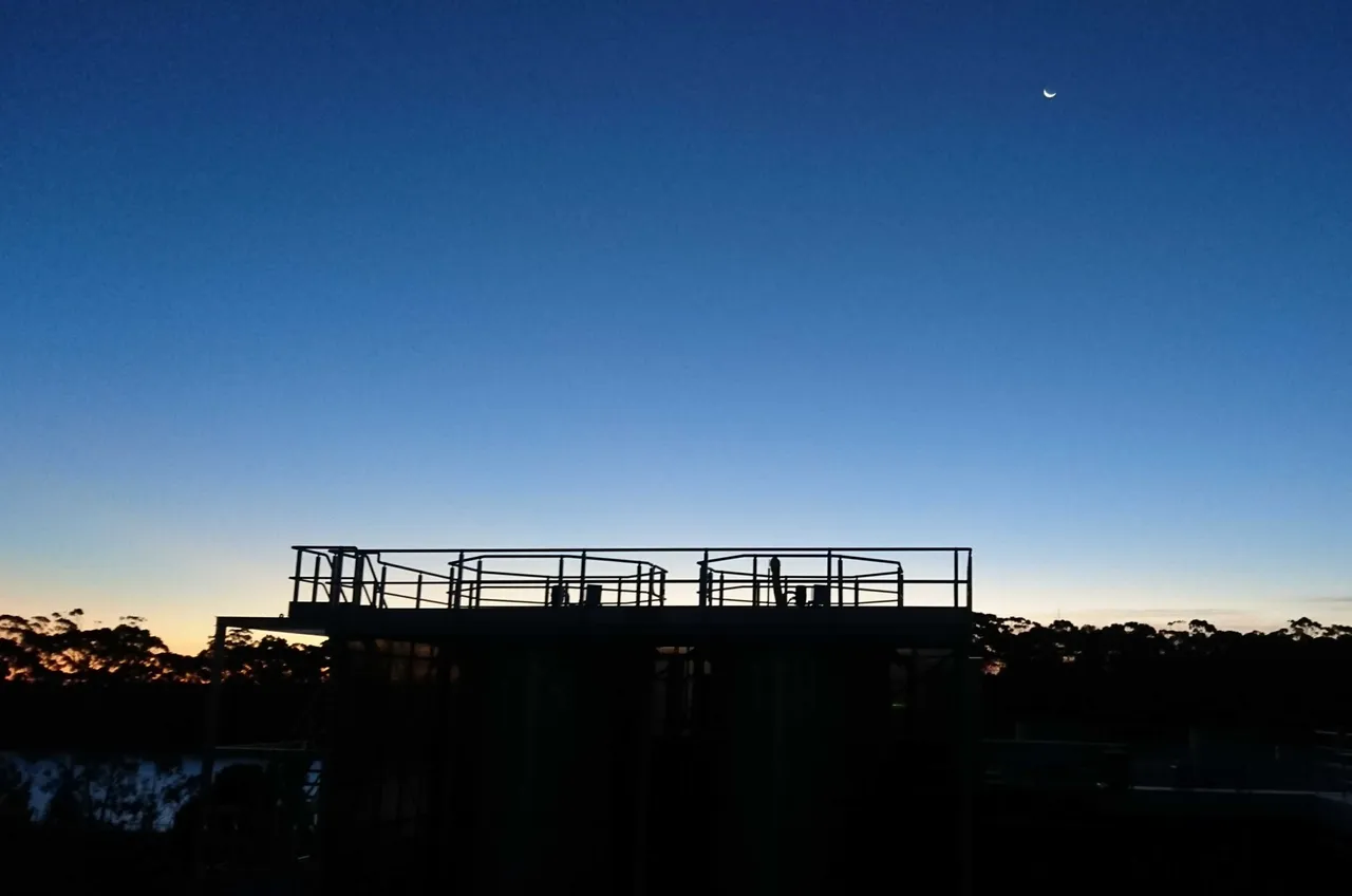 Lime Solution Siloes at Dusk - Water Treatment Plant