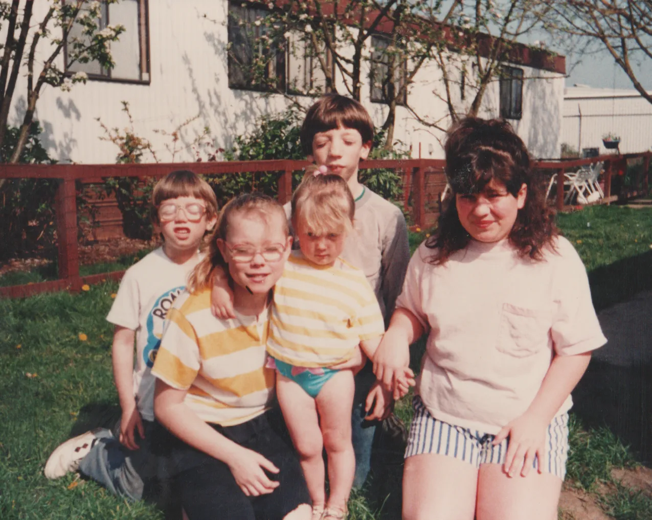 1992-03 Katie Joey Crystal Ricky Kathy Front Yard FG House.png