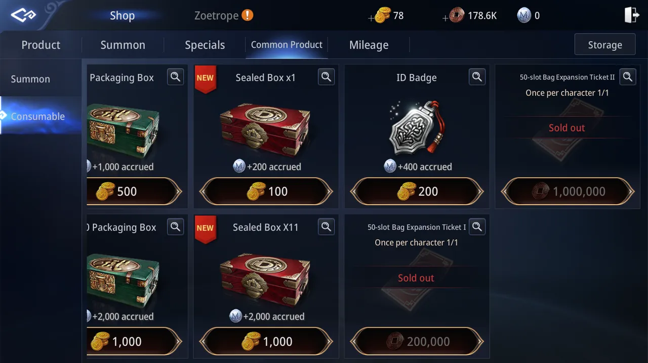 PASSO 4- Clique em Consumable, lá no fim, possui 2 bilhetes que aumenta o slot da sua bolsa, compre o mais barato.PNG
