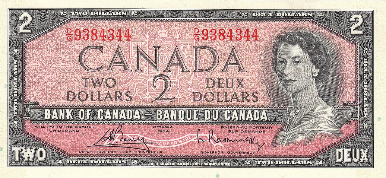 Canada 2 Dollars banknote 1954 Queen Elizabeth II.JPG