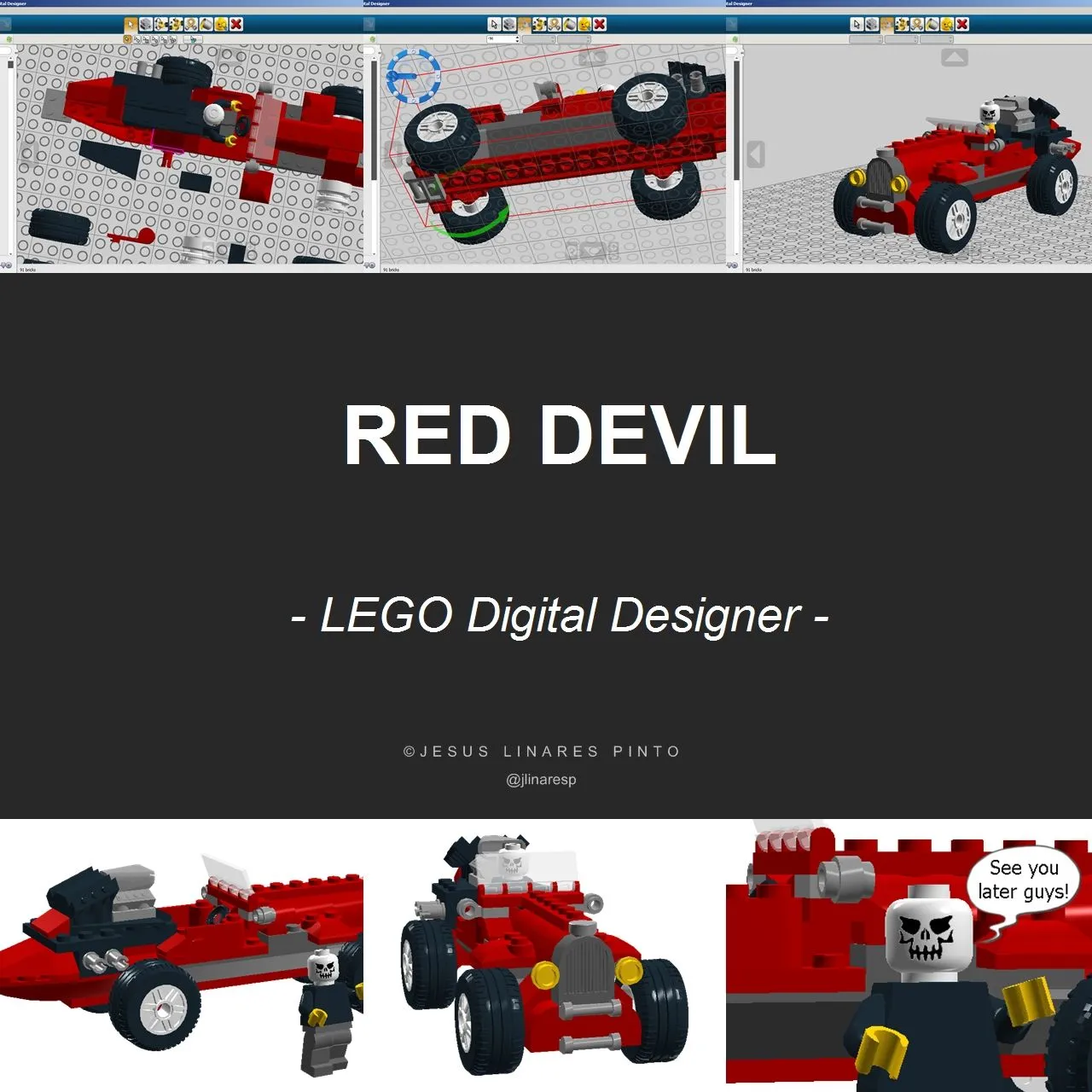 "RED DEVIL" - An old school racing car built in LEGO Digital Designer