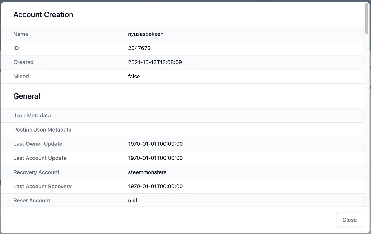 Account raw blockchain data