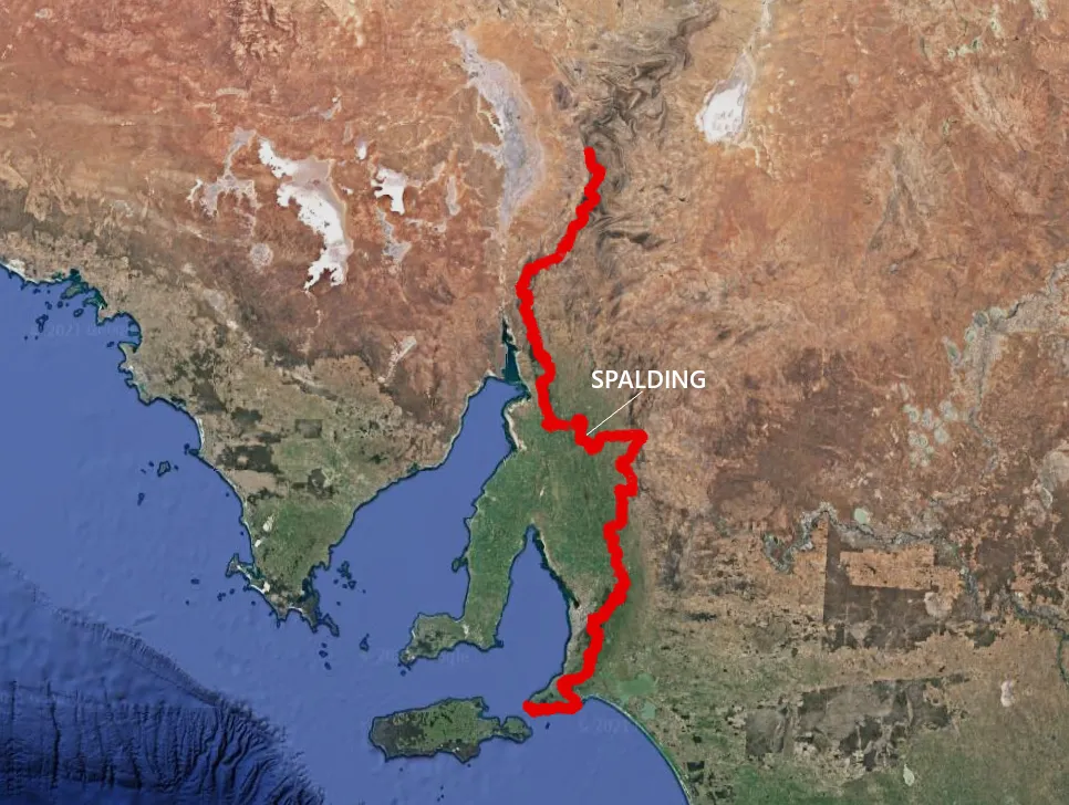 The full Heysen Trail with Spalding shown