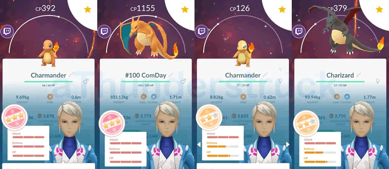 100 and shiny Charmander evolved.png