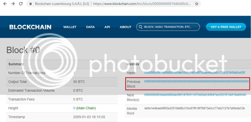 Blockchain.com Genesis Block 0