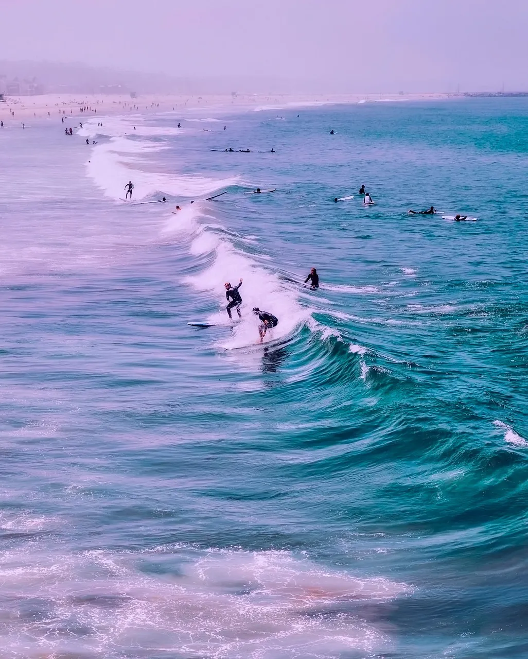 Surfers at Venice Beach, California