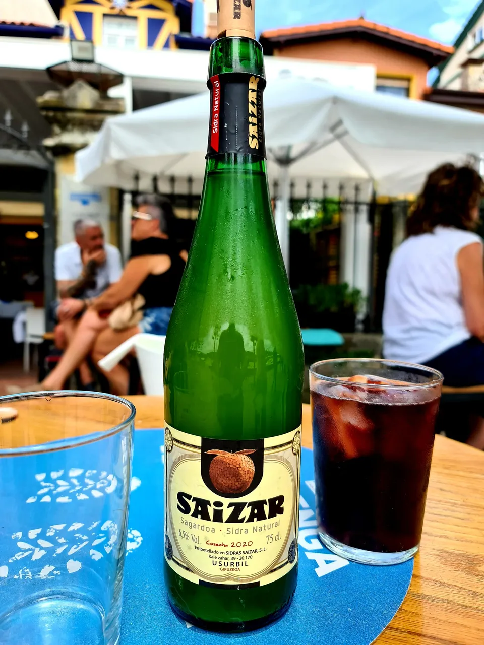 Saizar natural cider (good stuff) and a tinto de verano.