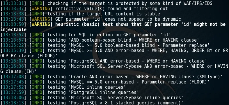 sqlmap scanning target