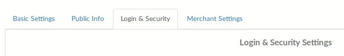 The Login & Security tab in the CoinPayments account settings page